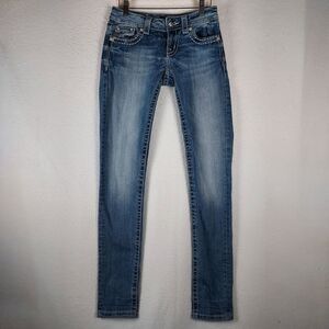 Miss Me Jeans Women’s 26x33 Skinny Blue VTG 36D Stretch Denim Embellished Pocket